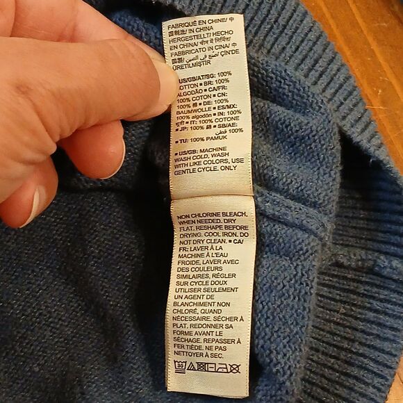 Goodthreads Tiger Blue Navy Knit Crewneck Sweater Men M Cotton - Picture 7 of 7